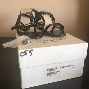 YVES SAINT LAURENT SAVANNAH 75 SANDAL SATIN  BLACK